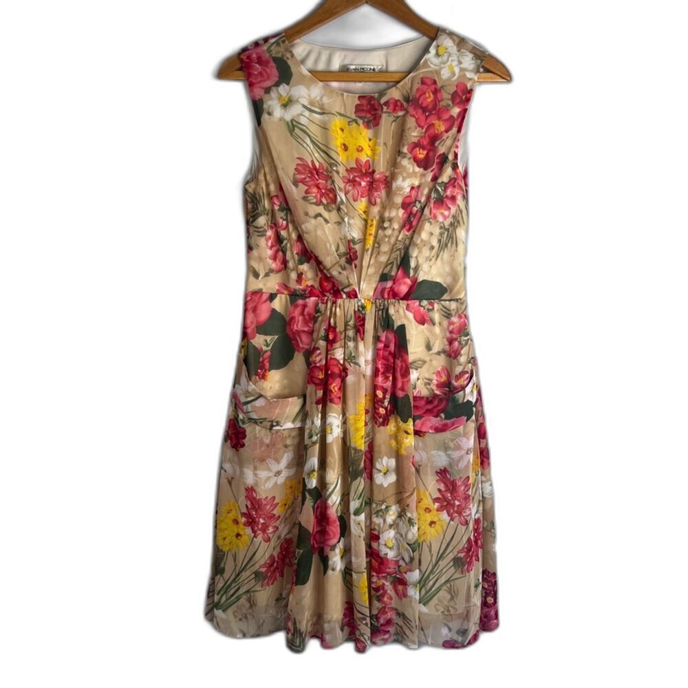 Evan-Picone Floral Print Sleeveless Dress Garden Party Cottage‎ Core Size 6